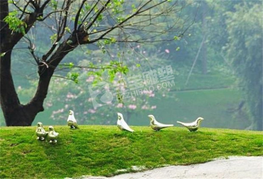 園林景觀(guān)小品鏡面鳥(niǎo)不銹鋼雕塑