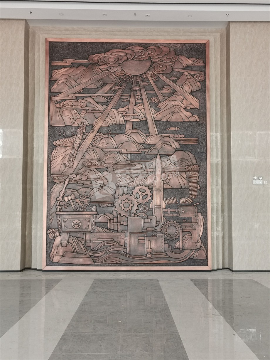 辦公樓大廳壁畫(huà)紫銅黃銅浮雕畫(huà)定制