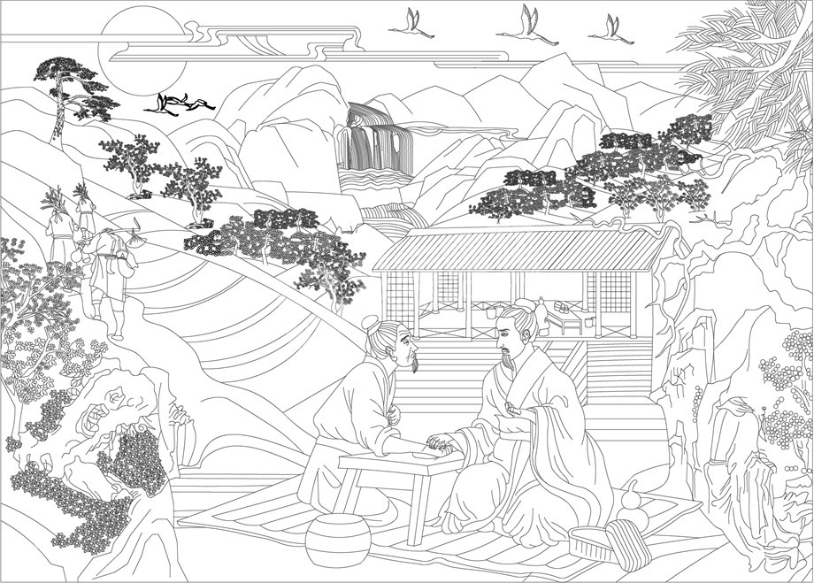 中醫(yī)文化浮雕雕塑原創(chuàng)手繪設計稿
